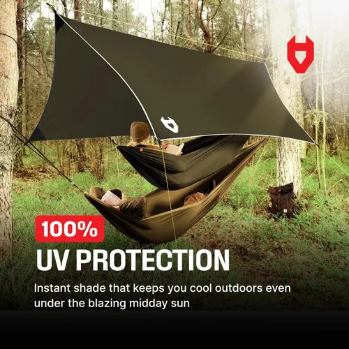 Miniatura 4 de Rain Fly EVOLUTION - Cubierta impermeable para hamaca o para tienda de campaña o acampada de 12 x 10 o 10 x 10, con brazalete de supervivencia