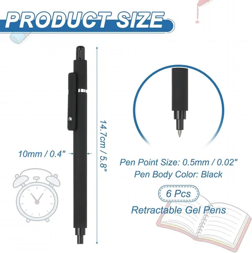 Miniatura 2 de PATIKIL 6 bolígrafos de gel retráctiles, tinta negra de 0.020 in, punta fina, escritura suave, lindo bolígrafo estético, de secado rápido