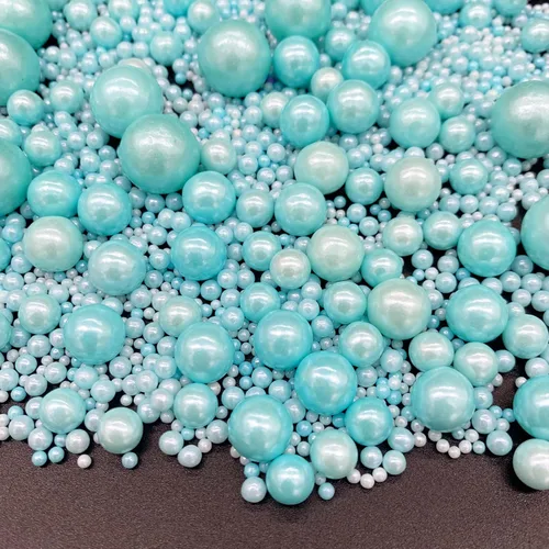 Miniatura 3 de Weraru Gránulos comestibles de azúcar con perlas azules comestibles, tamaño mezclado, para hornear, decoración de pasteles, decoración de galletas