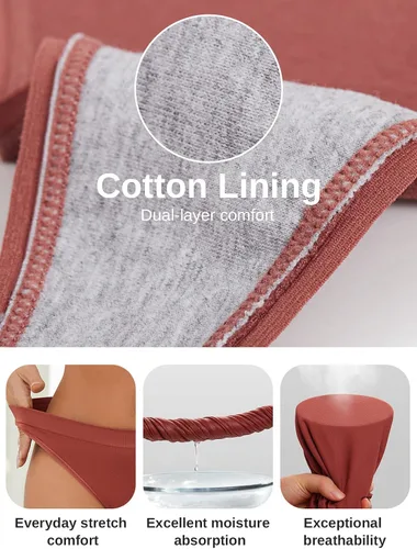 Miniatura 4 de linccure Tangas transpirables sin costuras ropa interior cómoda para mujer, paquete de 5