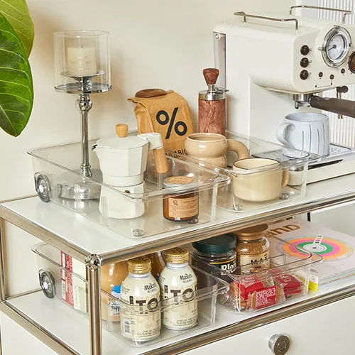 Miniatura 5 de Paquete de 2 contenedores enrollables para nevera, cajón extraíble con ruedas, organizador de refrigerador, cubos con asas, organizador de frutas