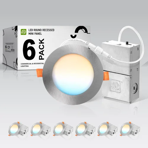 Miniatura 28 de ASD Paquete de 6 luces LED empotrables de 4 pulgadas, 12 W, 5 CCT 2700K-5000K CRI90+, luces de techo regulables ultrafinas con clasificación IC