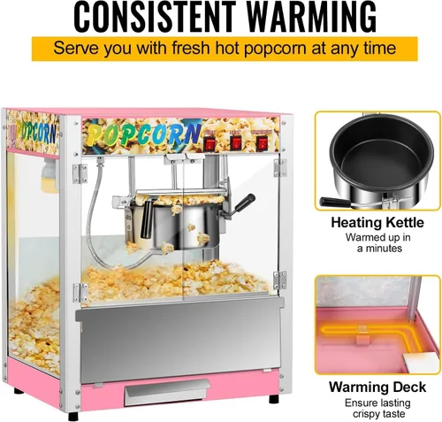 Miniatura 4 de Máquina comercial de palomitas de maíz, hervidor de 8 onzas, máquina de palomitas de maíz para encimera de 850 W para 48 tazas por lote