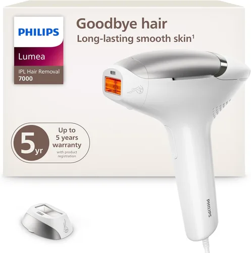 Philips Lumea 7000 Series Dispositivo de depilación IPL - Reducción láser permanente del vello para mujeres y hombres, fácil y cómodo de usar en