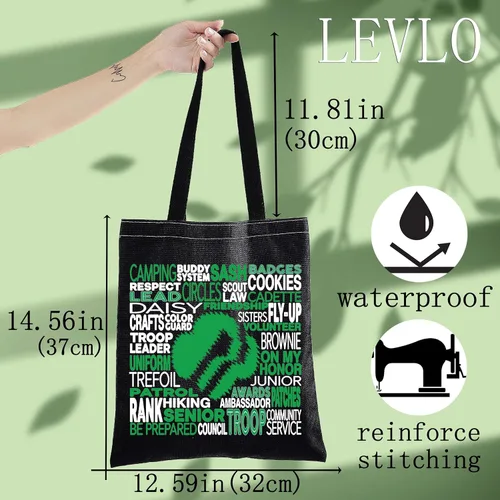 Miniatura 4 de LEVLO Bolsa de lona Scout, regalo para mamá y líder, bolsa de hombro para mercancía de viaje de exploración, Scout Bt, Mediana, Bolso tote