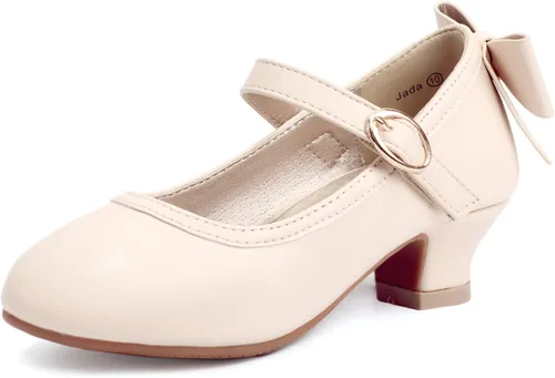 Miniatura 46 de PANDANINJIA Vestido de jada para niñas y niños pequeños, zapatos de princesa Mary Jane con tacones con lazo para fiesta, boda, boda