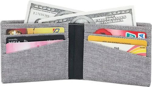 Miniatura 3 de Cartera de tela minimalista con bloqueo RFID plegable