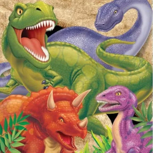 Miniatura 2 de Creative Converting Servilletas de papel de 3 capas de dinosaurio, almuerzo, explosión de dinosaurio