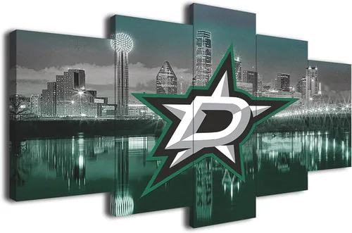 Póster de estrellas de Dallas para hockey sobre hielo, lienzo deportivo, impresión de arte de pared, decoración del hogar, marco grande, listo para