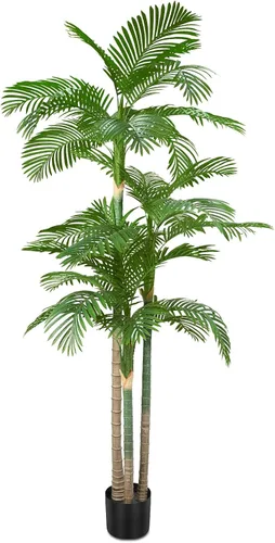 Miniatura 10 de Artificial Palm Tree, ANTING 5FT Tall Faux Palm Tree with Black Base Pot, Artificial Plants with Lifelike Leaves for Outdoor Indoor Home Living Room