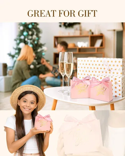 Miniatura 5 de EQOREIIN Bolsas pequeñas de papel kraft para regalo, paquete de 70 unidades, color rosa, 4.5 x 1.8 x 3.9 pulgadas, con cinta de lazo, perfectas
