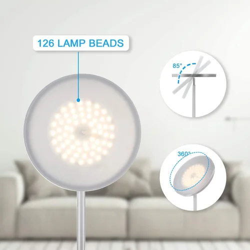 Miniatura 5 de JOOFO Lámpara de pie, 30 W/2400 lm, luz LED cielo, moderna, 3 temperaturas de color, súper brillante, luz de poste alto con control remoto y táctil