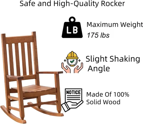 Miniatura 3 de Juego de 2 mecedoras para niños pequeños, de madera, cómodas, muebles para guardería, dormitorio, sala de estar, sala de lectura al aire libre, de 6