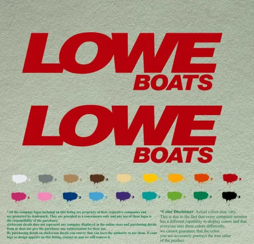 Miniatura 10 de Par de calcomanías de vinilo de repuesto compatibles con Lowe Boats, motor fuera de borda, juego de 2 (12 pulgadas, negro 070)