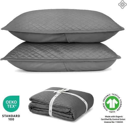 Miniatura 6 de BIOWEAVES Colchas 100% algodón orgánico tamaño Queen – Colchas acolchadas con costuras de diamante – Juego de colcha de gran tamaño para todas