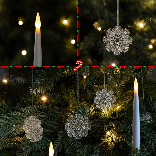 Miniatura 6 de Velas de árbol de Navidad LUSHARBOR, pack de 10 velas cónicas sin llama para árbol de Navidad, velas LED falsas operadas con batería con control
