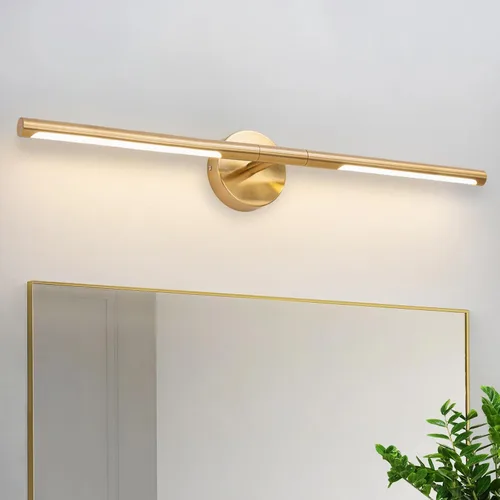Miniatura 22 de Lámparas doradas para baño sobre espejo de 24 pulgadas, 18W 360° Giratorias Regulables 4000K Lámpara de Tocador LED de Latón, Luces de Tocador