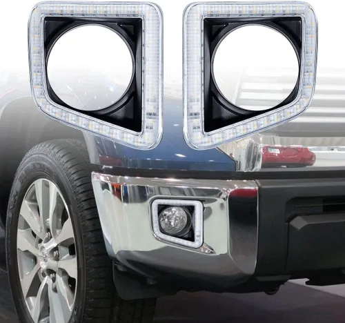 Miniatura 7 de Compatible con Toyota Tundra 2014-2021 ámbar blanco DRL luz de circulación diurna conducción nocturna antiniebla kit de molduras de bisel