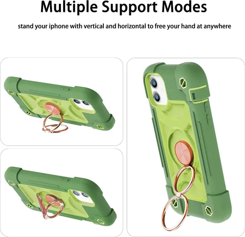 Miniatura 6 de Funda para iPhone 11 de 6.1 pulgadas con soporte de anillo, con 2 protectores de pantalla de vidrio, resistente a los golpes, resistente a