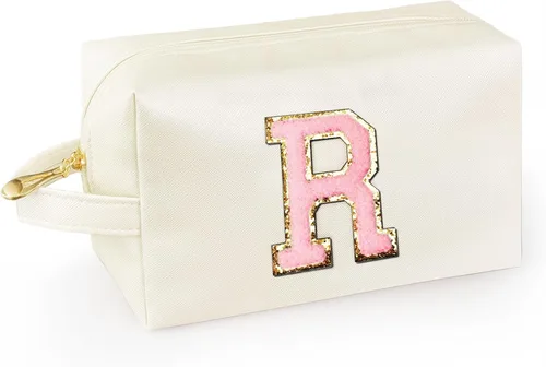 Miniatura 45 de Bolsa de maquillaje personalizada con inicial con asa, bolsa de cosméticos de preparación con bolsillo interior con cremallera, 8, 9, 10, 11, 12
