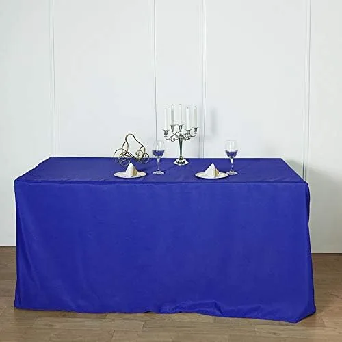 Miniatura 4 de BEEKAY Mantel rectangular ajustable de 4 pies, color azul real, de 48 x 24 pulgadas, con caballete de poliéster, tela lavable, para bodas