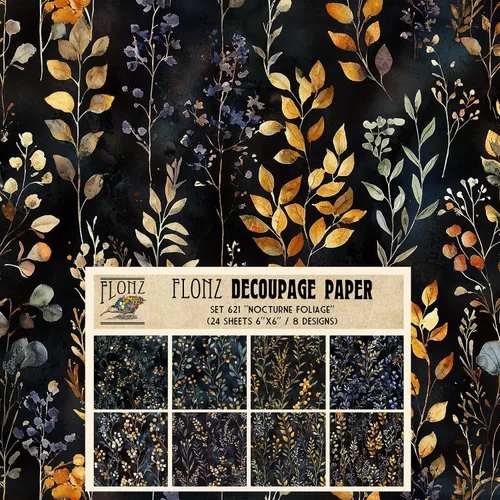 Miniatura 8 de Paquete de papel Decoupage (24 hojas de 6 x 6 pulgadas), flores índigo: delicados grabados florales azules y blancos inspirados en porcelana clásica
