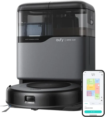 eufy (Como Nuevo) Robot Aspirador Omni C20, Combo de Robot Aspirador y Mopa, Autovaciado, Lavado y Secado Automático de Mopa para Limpieza Sin
