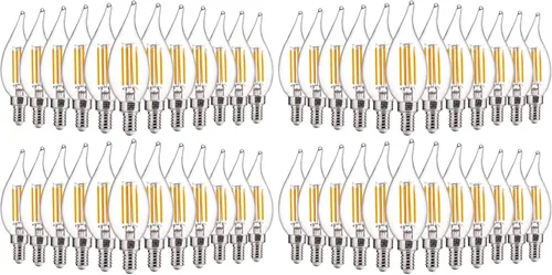 Miniatura 9 de FLSNT Bombillas LED para candelabro CA11 E12, bombillas LED regulables, equivalente a 40 W, luz blanca cálida de 2200 K, 330 lm, acabado de vidrio