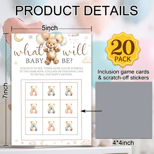 Miniatura 2 de Tarjetas para rascar de revelación de género, juego de mesa de revelación de género para niños, boletos de lotería rascador, tarjetas de anuncio