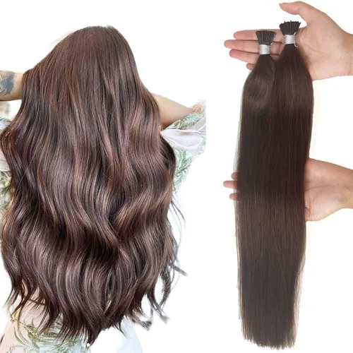 Miniatura 26 de Extensiones de cabello humano microlink de 16 pulgadas, extensiones de cabello natural suave de microcuentas, color #1 negro azabache, 100% cabello