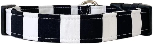 Collar de perro a rayas blancas y negras (XS)