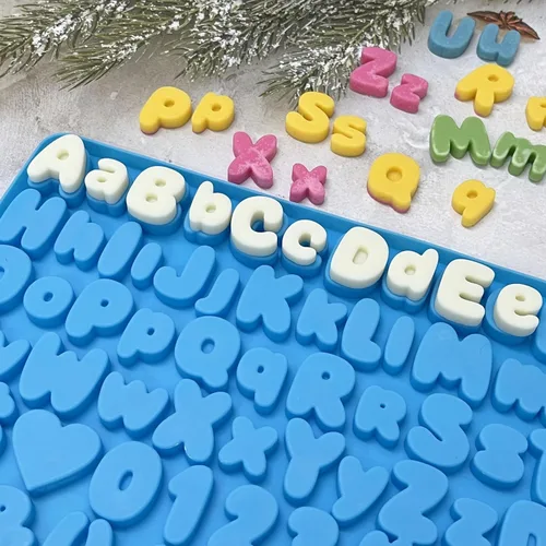 Miniatura 3 de Moldes de silicona de letras de chocolate, moldes de caramelo numéricos para decoraciones de pastel, molde de oso de goma de silicona con raspador