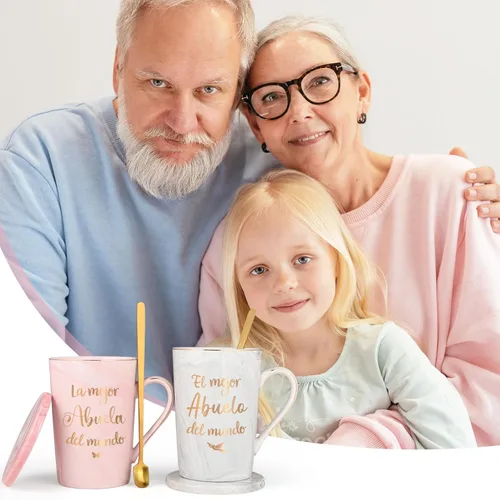 Miniatura 3 de Maustic Abuela Abuelo Regalos en español, Las Mejores Tazas de Café de Abuela y Abuelo, Tazas de Café de la Mejor Abuela y Abuelo del Mundo, Regalos