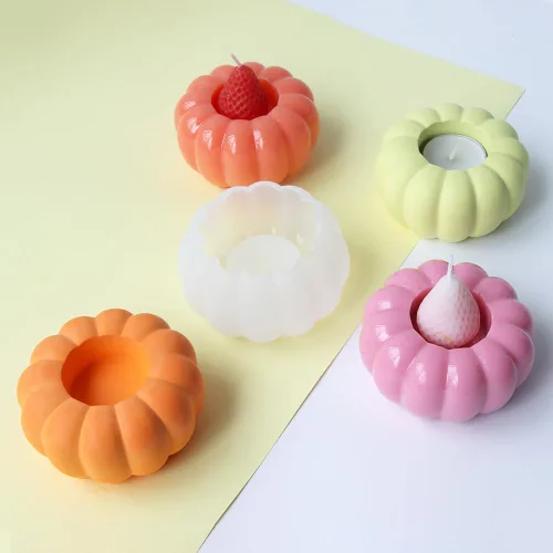 Miniatura 4 de Moldes de silicona para tarro de vela, moldes de hormigón de silicona de calabaza para hacer yeso epoxi UV, caja de almacenamiento de hormigón