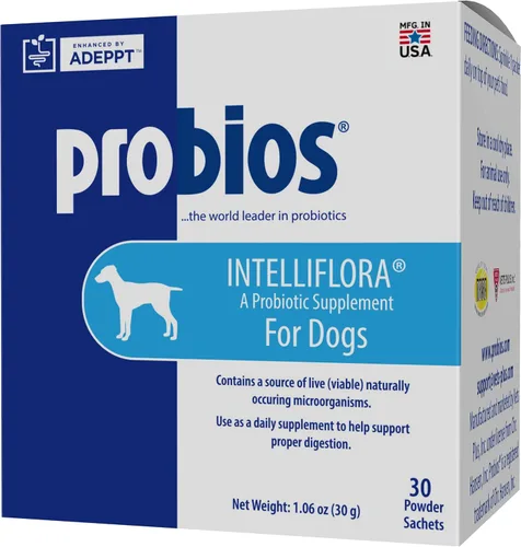 Probios Intelliflora para perros, polvo probiótico diario, suplemento nutricional para la salud intestinal, digestión y apoyo inmunológico, 30 sobres