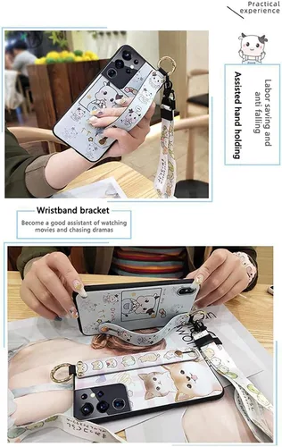 Miniatura 3 de Bonita funda cruzada compatible con Samsung Galaxy A32 5G, con correa para la muñeca, cordón de silicona suave a prueba de golpes, funda protectora