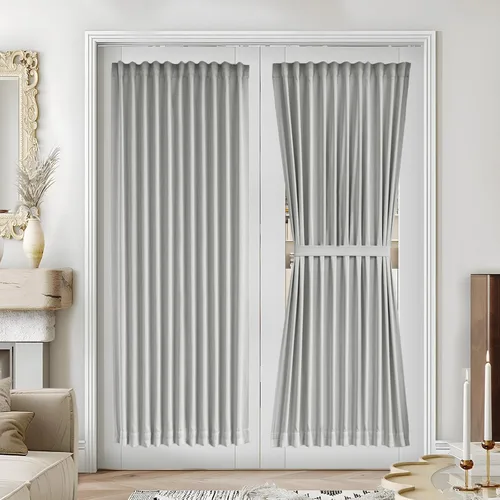 Miniatura 101 de Vatge - Cortinas autoadhesivas para puerta francesa, tratamiento de ventana con filtro de luz sin varillas ni perforaciones para puertas de cristal