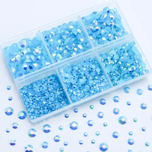 Miniatura 30 de 3000 PIEZAS de Brillantes de Resina con Dorso Plano, 2mm 3mm 4mm 5mm 6mm Rosa Claro AB, Brillantes de Resina en Gel con Dorso Plano para Vasos