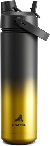 Miniatura 56 de POWCAN - Botella de agua térmica 2 en 1, sorbete y tapa con boquilla, antifugas, acero inoxidable sin BPA, apta portavasos automóvil, bebida fría 24