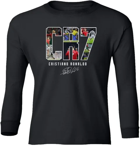 GamesDur Portugal Soccer Star Football Goat Ronaldo Collage Youth Camiseta de manga larga