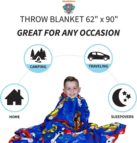 Miniatura 3 de Franco Ropa de cama infantil, manta de felpa supersuave para niños, 62 x 90 pulgadas, Patrulla Canina (Paw Patrol)