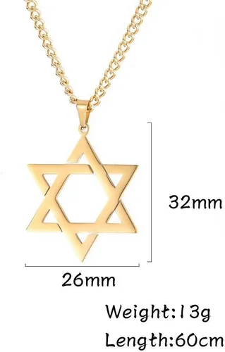 Miniatura 3 de Pingyongchang Collar de acero inoxidable con dije de estrella de David chapado en oro, gargantilla simple y moderna, regalo para mujer