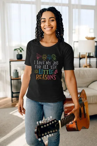 Miniatura 4 de Camisetas de profesor para mujer con texto en inglés "I Love My Job for All The Little Reasons", camisetas divertidas para enseñar, regalo