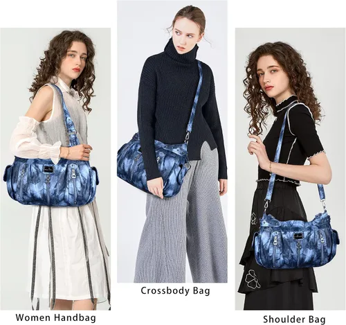Miniatura 6 de Angelkiss Bolsos grandes y carteras para mujer de cuero sintético lavado tipo hobo, bandolera, bolso cruzado, bolso de hombro, bolso de mano