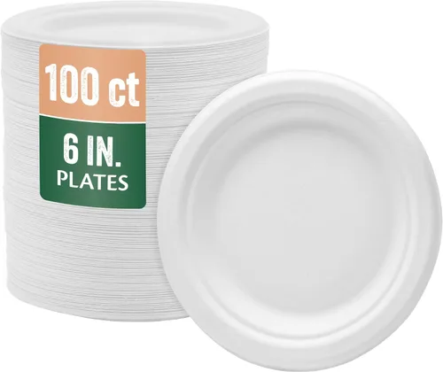 Miniatura 16 de Nicole Home Collection Platos de papel desechables compostables de 10 pulgadas, 100 % bagazo, biodegradables, ecológicos, caña de azúcar natural
