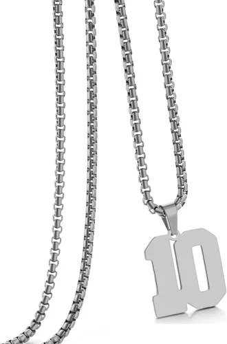 Miniatura 65 de Collar de Número Dorado para Hombre, Cadena de Acero Inoxidable con Colgante de Número para Atletas, Joyería Deportiva Personalizada para Niños