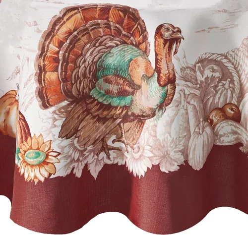Miniatura 9 de Elrene Home Fashions. - Mantel de otoño con bordes de pavo.