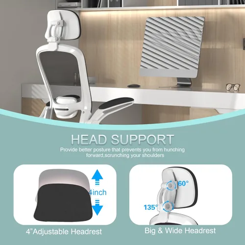 Miniatura 5 de Mimoglad Silla de Oficina, Silla de Escritorio Cómoda - Silla Ergonómica de Computadora de Respaldo Alto con Soporte Lumbar Ajustable y Negro mate