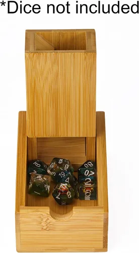 Miniatura 2 de Cusdie Torre de dados de bambú plegable de madera para juego de mesa, D&D, RPG (sin logotipo)