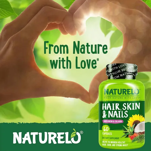 Miniatura 5 de NATURELO Vitaminas para el cabello, la piel y las uñas, 5000 mcg de biotina, colágeno, vitamina E natural, suplemento para piel sana, crecimiento